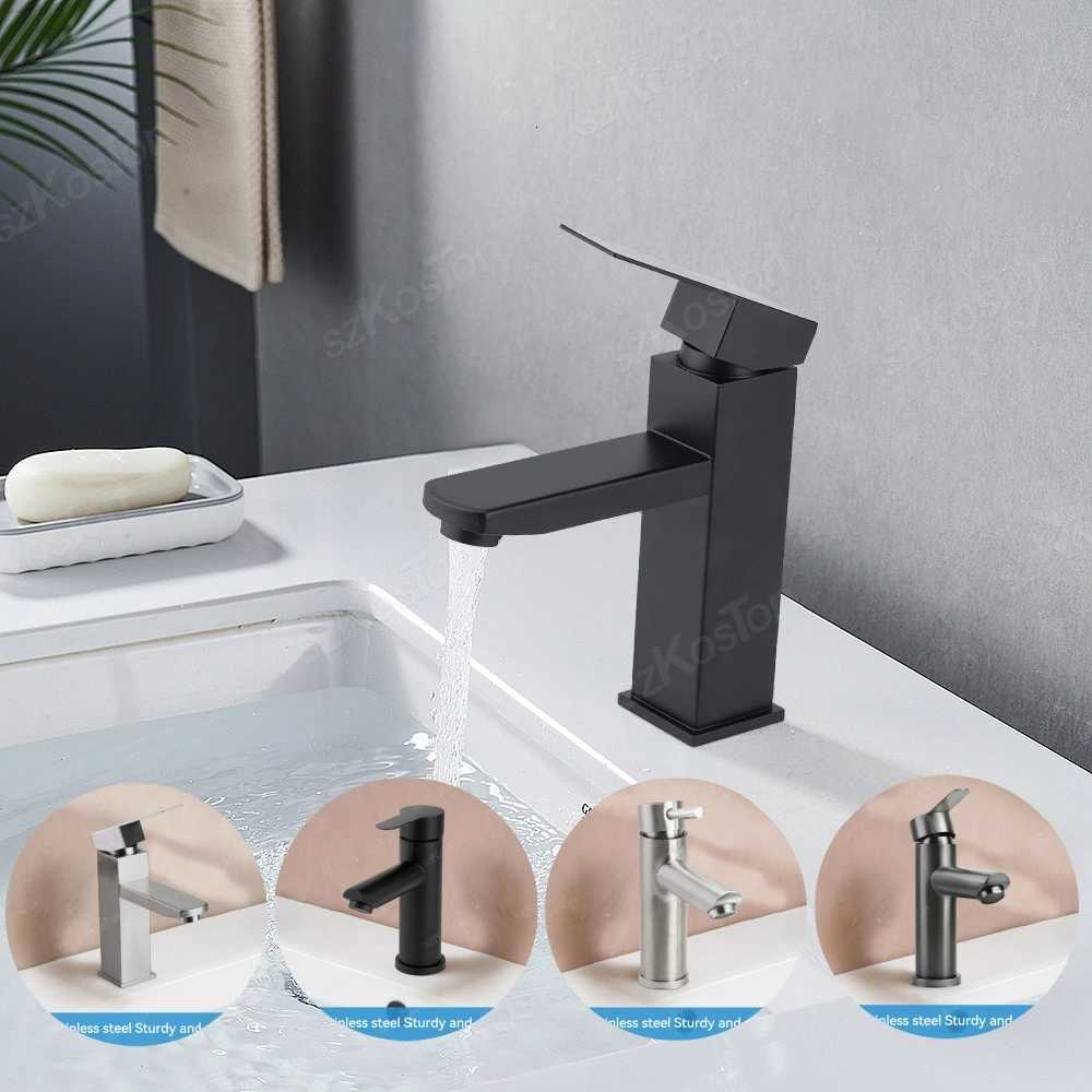 Basin Sink Faucet Bathroom Kitchen Washbasin Faucet Deck Mounted Hot Cold Water Tap Premium Stainless Steel Brushed Material M251129-image-1086591885
