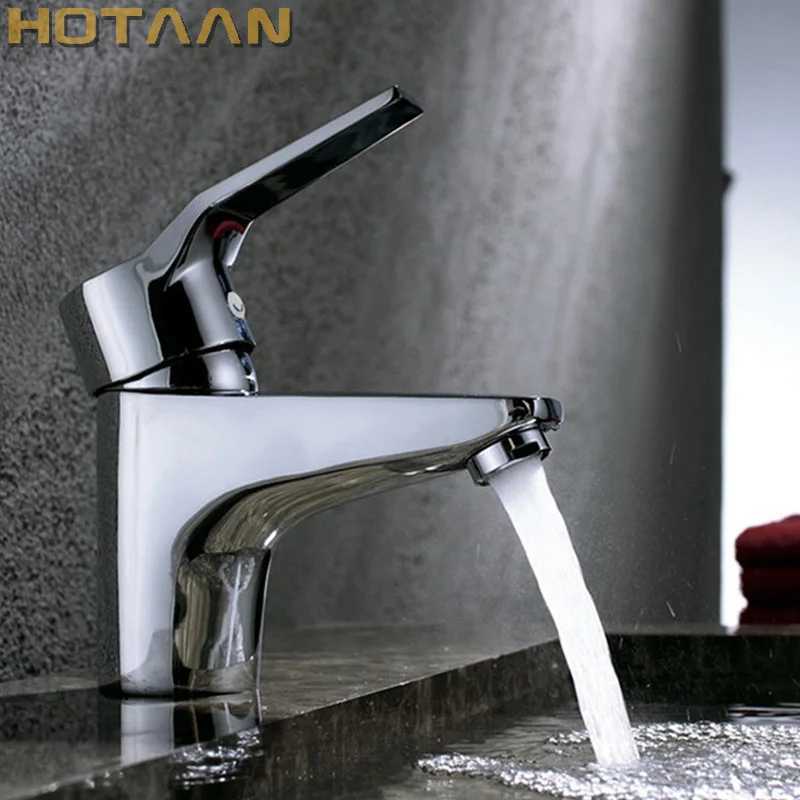 HOTAAN Single Handle one hole Bathroom Basin Faucet Hot and Cold Copper Vessel Sink Water Tap Mixer Chrome Finish M251129-image-1086591849