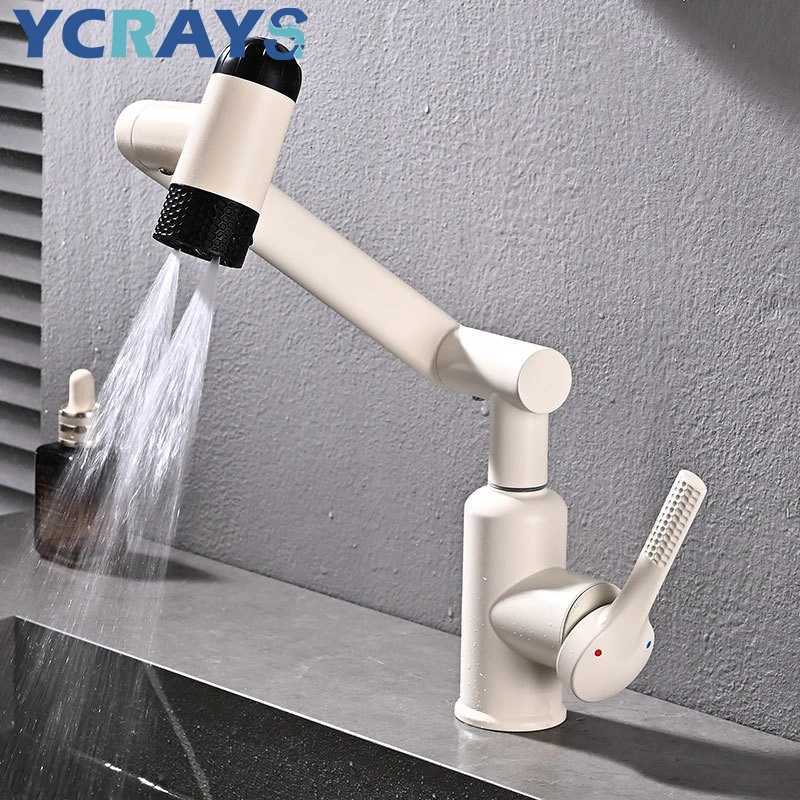 YCRAYS 4 Modes White Basin Faucet 720 Rotation Hot And Cold Mixer Desk Mounted Gray Tap Spray Water Upwards Bathroom Accessories M251129-image-1086591529