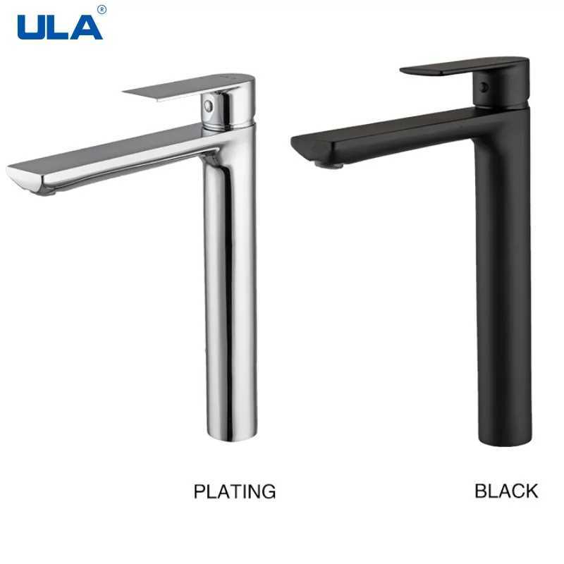 ULA Brass Basin Faucet Bathroom Faucets Hot and Cold Mixer Tall Bathroom Sink Faucets Black Chrome Washbasin Tap Crane Torneira M251129-image-1086591496