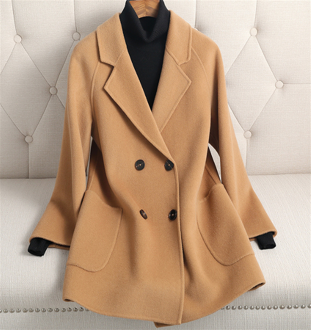 D5245 Women's Korean style loose short double faced cashmere coat
