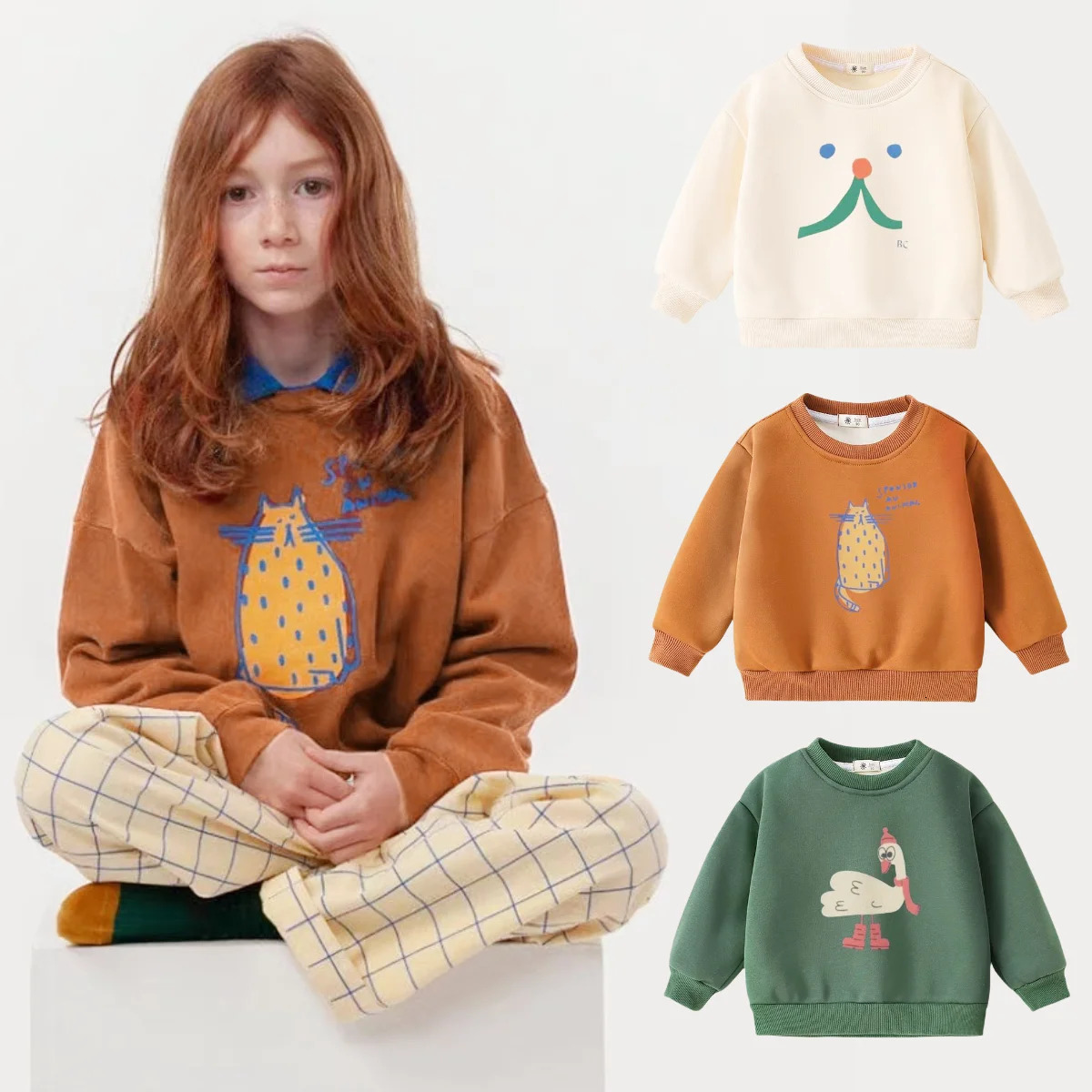 Winter Fleece Sweatshirts for Kids Sweaters Pullover Thicken Warm Girls Hoodies Cartoon Boys Tops Toddler Baby Clothing 251128BJ