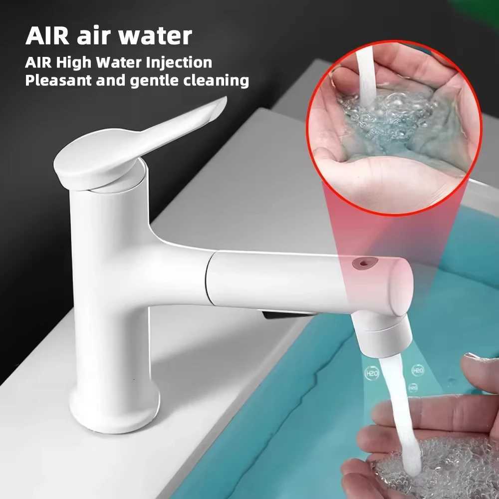 2025 New Bathroom Sink Faucet Pull-out Mouthwash Faucet Hot and Cold Water Mixer Bathroom Single Hole Faucet M251129-image-1086590647