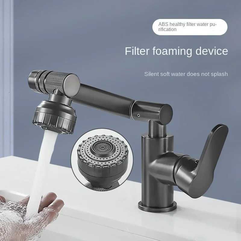 Bathroom Faucet 1080 Rotation Kitchen Sink Faucet Stainless Steel Hot and Cold Water Faucet with 2 Modes Water Tap Silver/Black M251129-image-1086590472