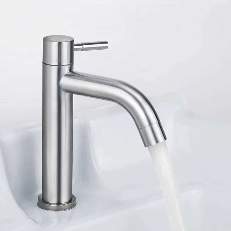 Stainless Steel Single Cold Basin Faucet Bathroom Balcony Home Basin Wash Basin Quick Open Faucet M251129-image-1086592170