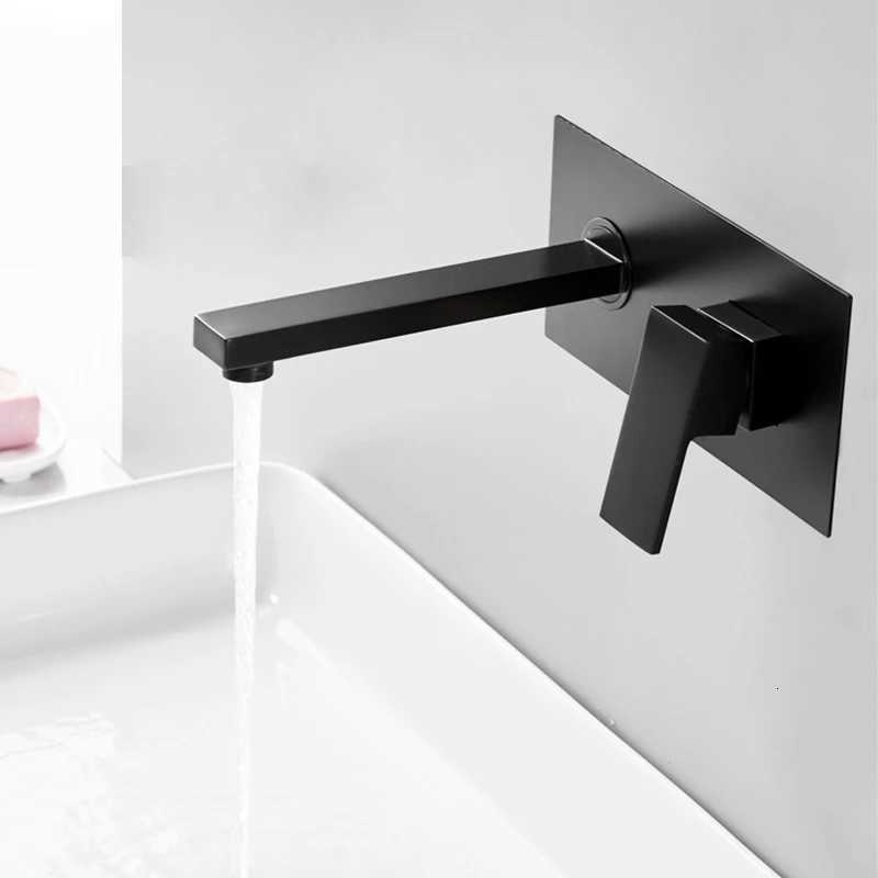 BAKALA Luxury Mirror Matte Black White Bathroom Faucet Basin Sink Tap Wall Mounted Square Brass Mixer LT-320BR M251129-image-1086590553