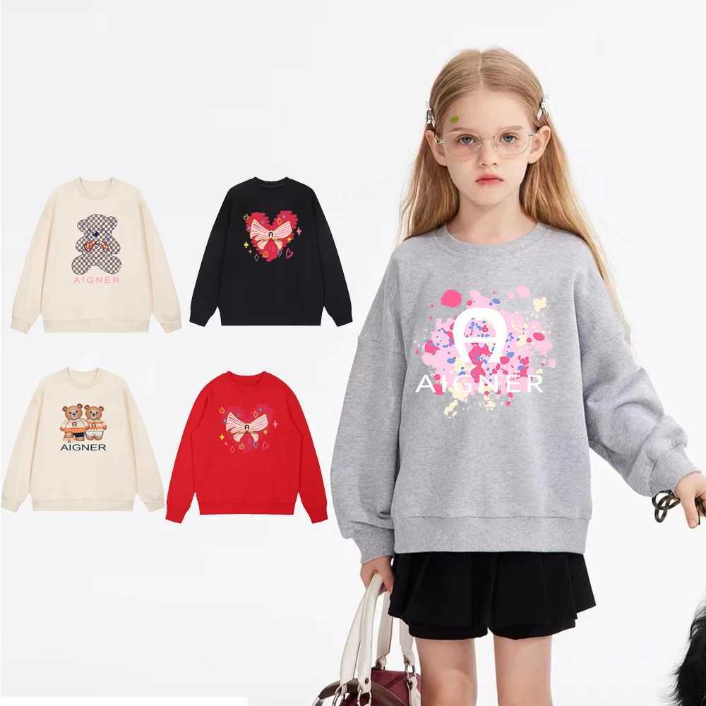 Fashionable girls long sleeved hoodies warm childrens tops casual clothing letter printed womens baby sports shirts C251129-image-1086588318