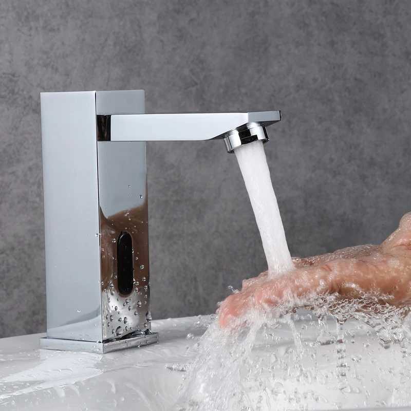 Bathroom Touchless Faucet Toilet Basin Sink Infrared Motion Sensor Tap Deck Mounted Intelligent Automatic Square Faucet M251129-image-1086590738