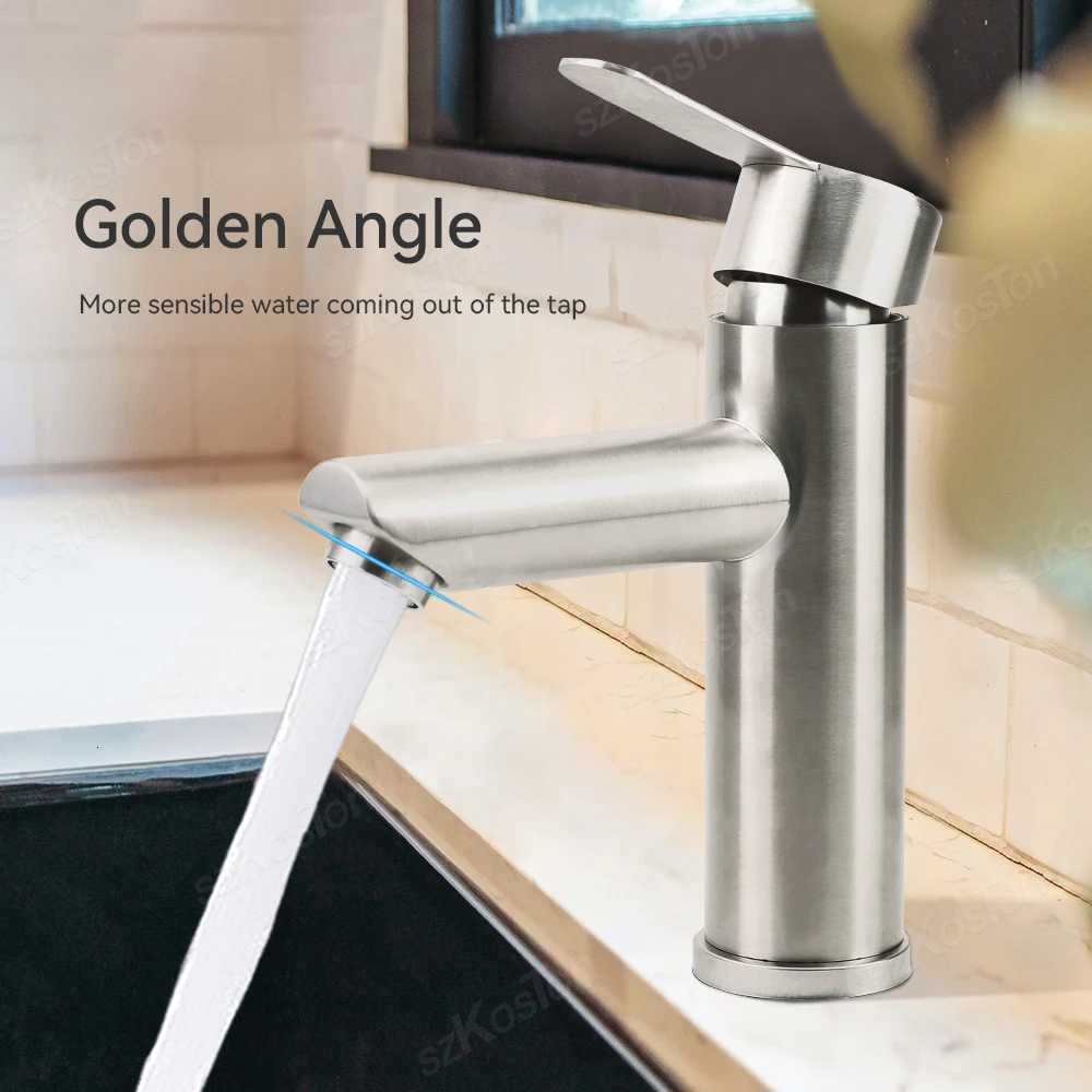Bathroom Faucet Hot Cold Sink Faucet Single Hole Round/Square Stainless Steel Tap Deck Mounted Bathtub Counter Basin Faucet M251129-image-1086591954