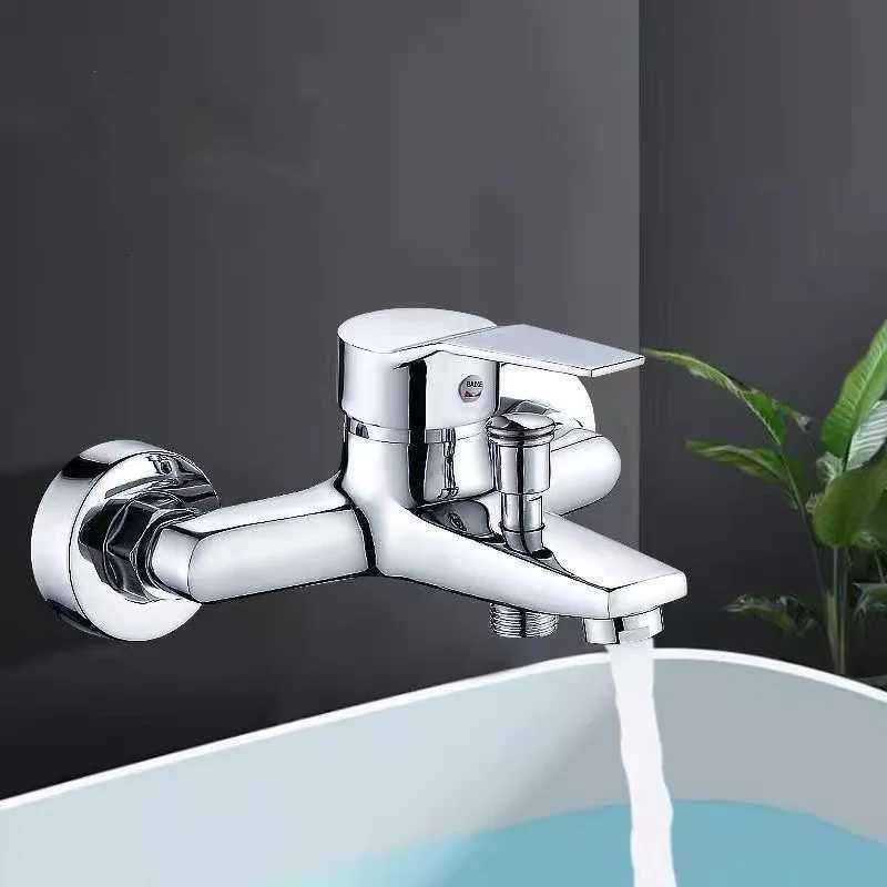 Zinc Alloy Basin Faucets Chrome Wall Mounted Hot Cold Water Dual Spout Mixer Tap For Bathroom Splitter Bath Shower Basin M251129-image-1086590437