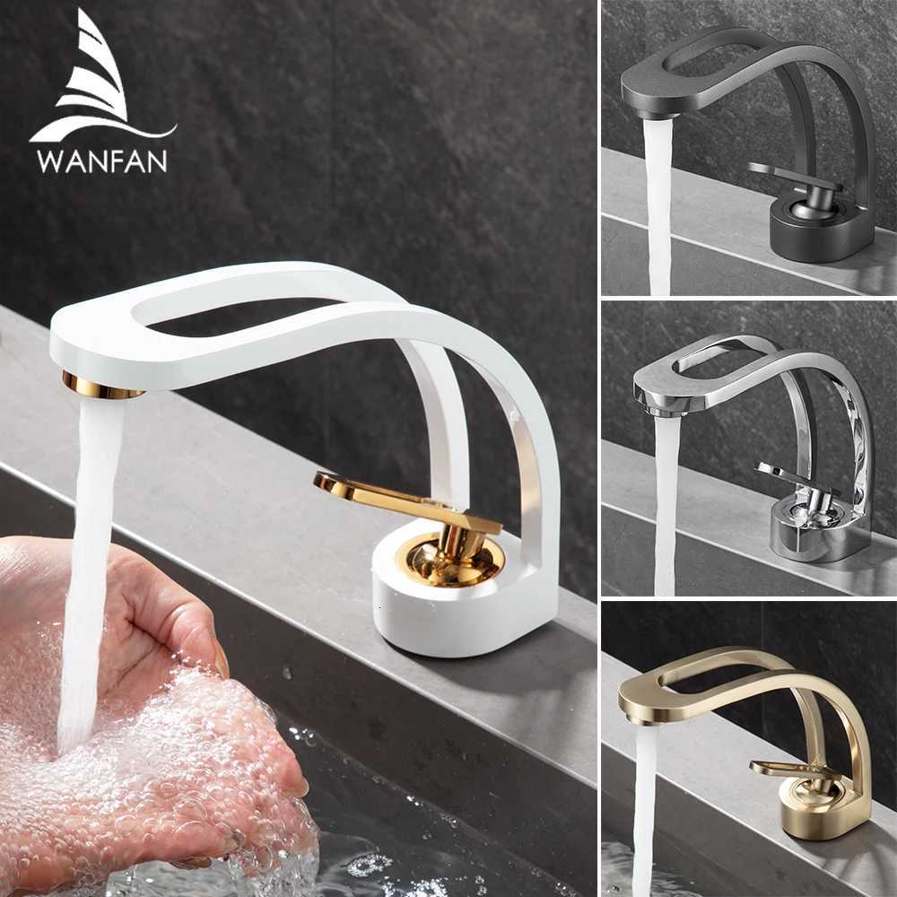 White Basin Faucets Modern Bathroom Mixer Tap Brass Washbasin Faucet Single Handle Single Hole Elegant Crane For Bathroom 855979 M251129-image-1086590163