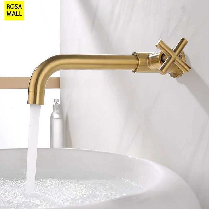 Matt Black Brass Faucet Wall Mount Pool Tap Washbasin Taps Garden Bathroom Sink Faucets Single Cold Water Mixer Brushed Gold Tap M251129-image-1086591027