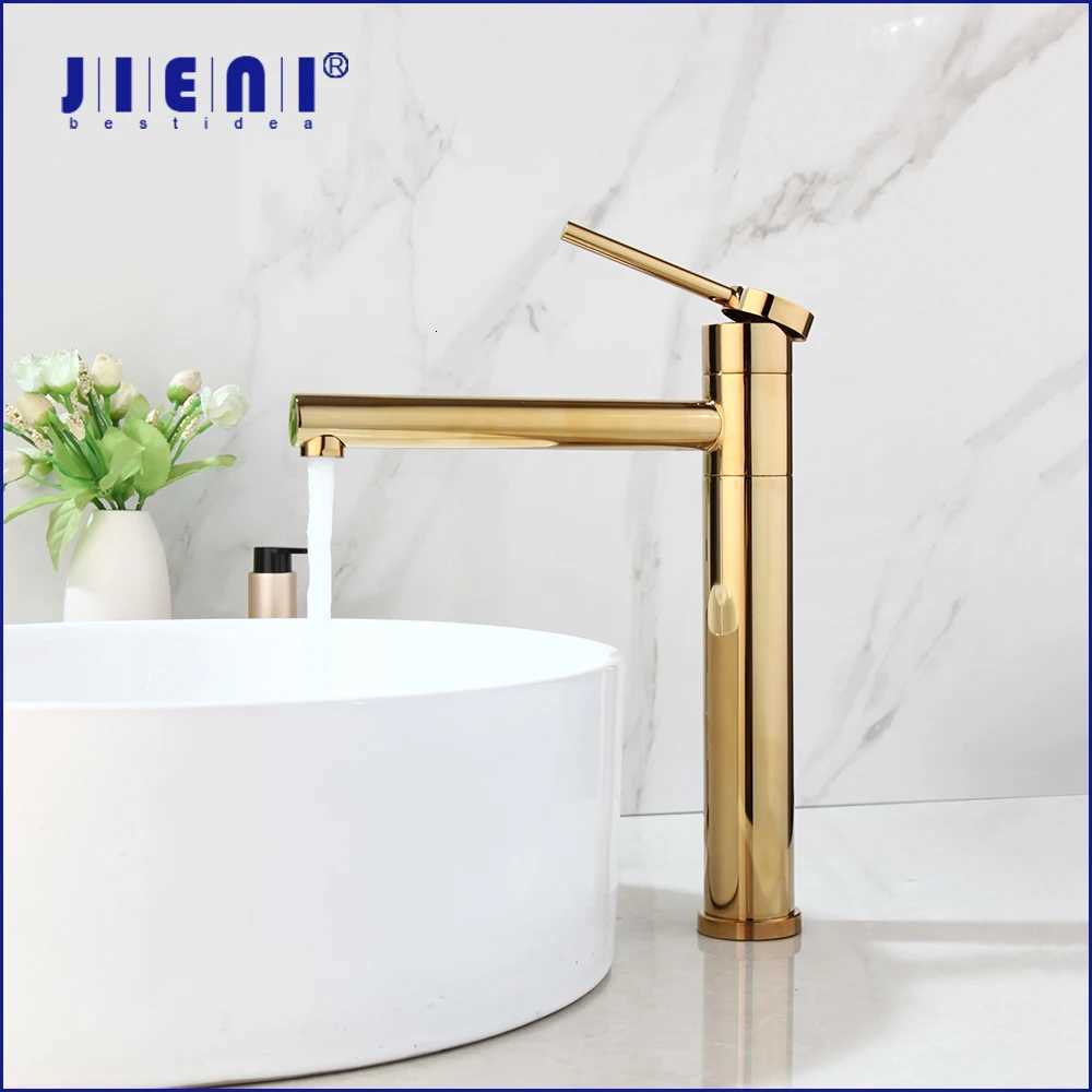 JIENI Bathroom Basin Faucet Vessel Sink Mixer Deck Mounted Long Spout Gold Plated Chrome Polish Single Handle Water Mixer Taps M251129-image-1086589935