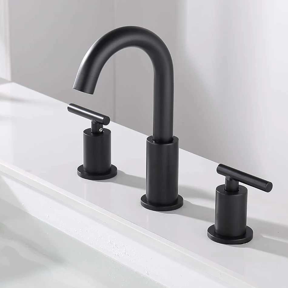 Faucet Bathroom WashBasin Sink Tap Solid Brass Dual Handles Bathtub Mixer Tap 3 Holes Basin Faucet Set Lead M251129-image-1086591036