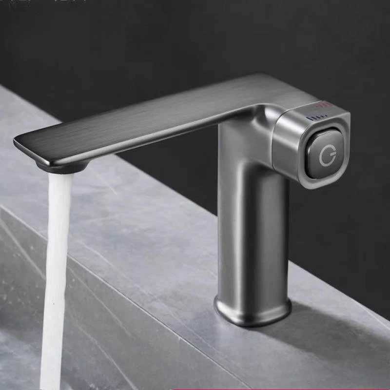 Sitting Single Handle Undercounter Basin Faucet In Advanced Grey Metal For Vanity Bathroom Sink Hot And Cold Water Washbasin Tap M251129-image-1086591108