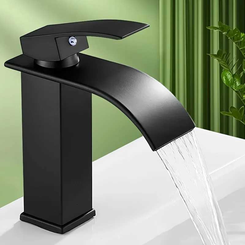 Tube Black Waterfall Household Bathroom Washbasin Hot and Cold FaucetWater Saving Design Suitable for Most Sinking Faucets M251129-image-1086590392