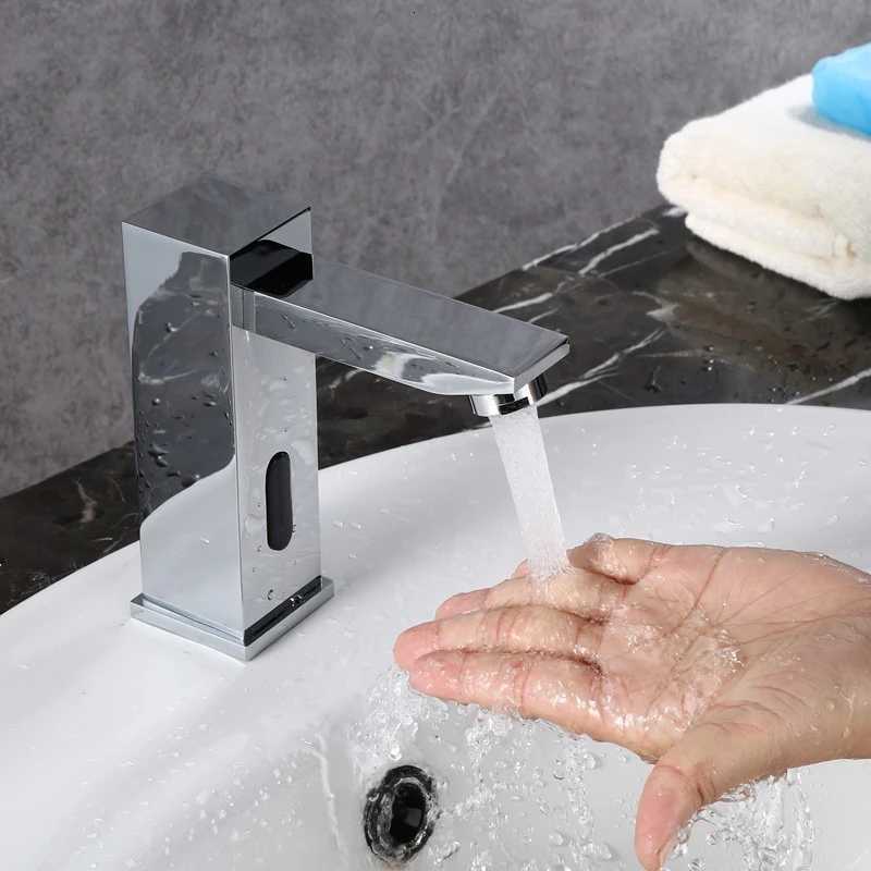 Chromed Bathroom Faucet Deck Mounted Automatic Sensor Water Mixer Crane Free Touch Sink Tap Bathroom Sink Faucets M251129-image-1086590827