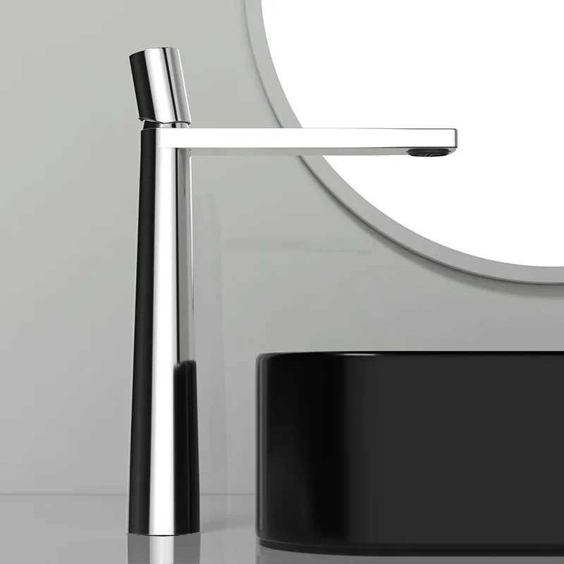 Chrome Basin Faucet Bathroom Sink Mixer Tap Hot Cold Bass and 304SUS Material Deck Mounted Sink Faucet Lavatory Crane Tap Black M251129-image-1086590174