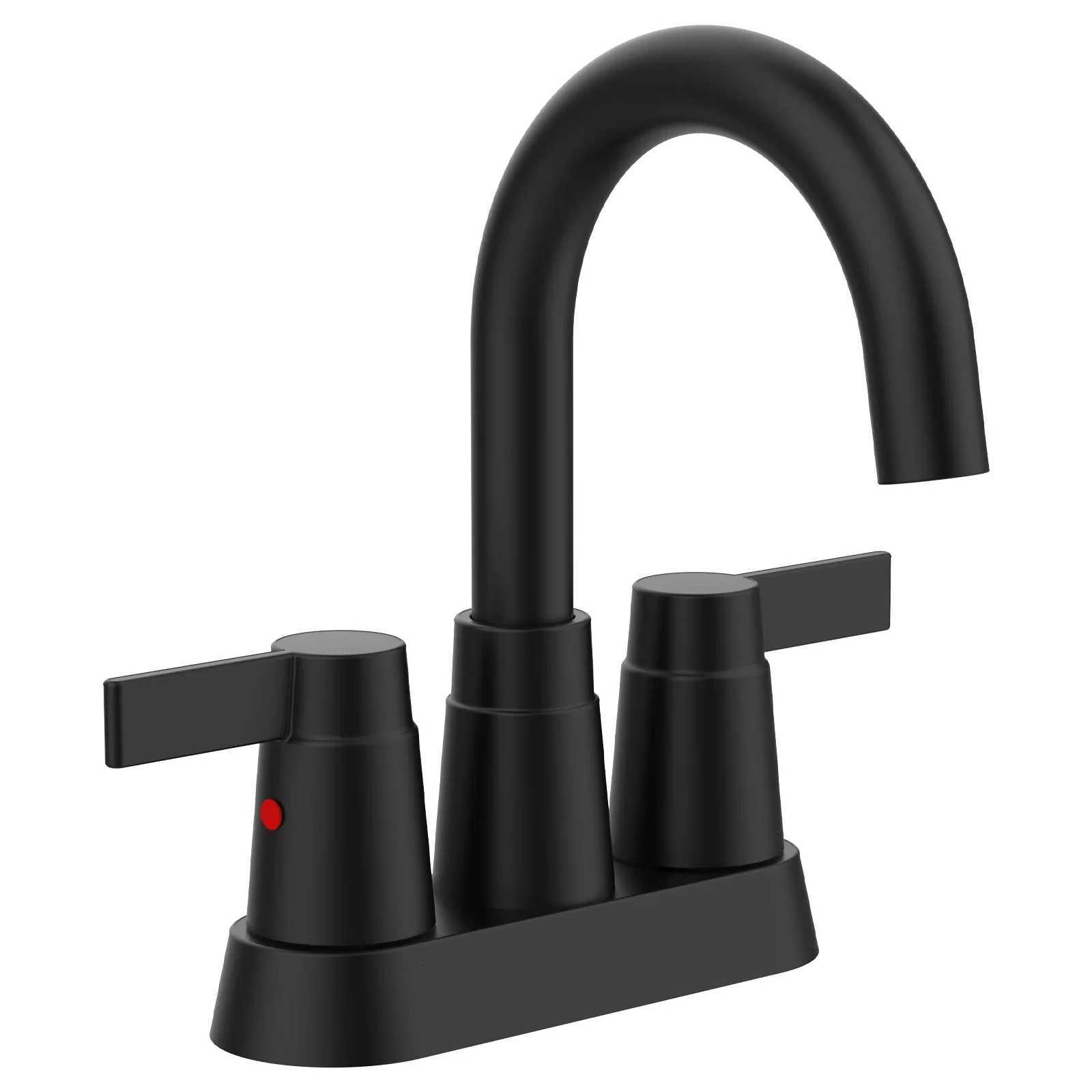 Bathroom Faucet Matte Black 2-Handle Bathroom Sink Faucet 360 Degree High Arc Swivel Spout Centerset 4 Inch Vanity Faucet Bathro M251129-image-1086591790
