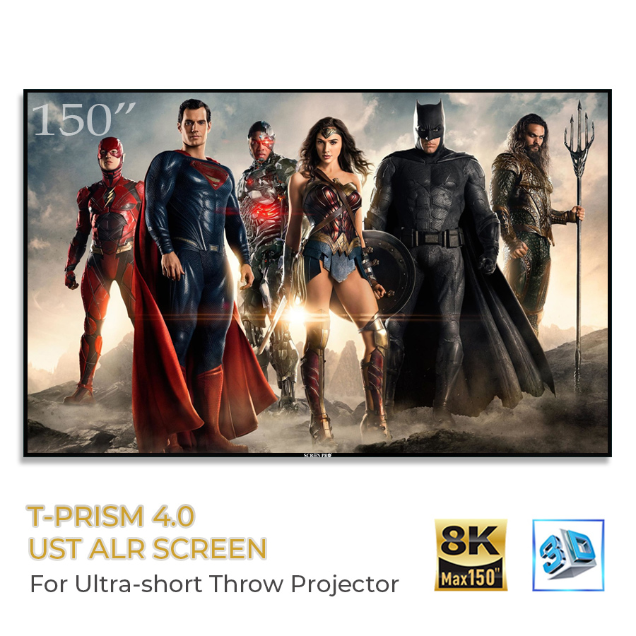150" T-Prism 4.0 UST 8K ALR Projector Screen Fixed Frame Projector Screen support Ambient Light Rejecting Laser tv UHD 8K-image-1055597496