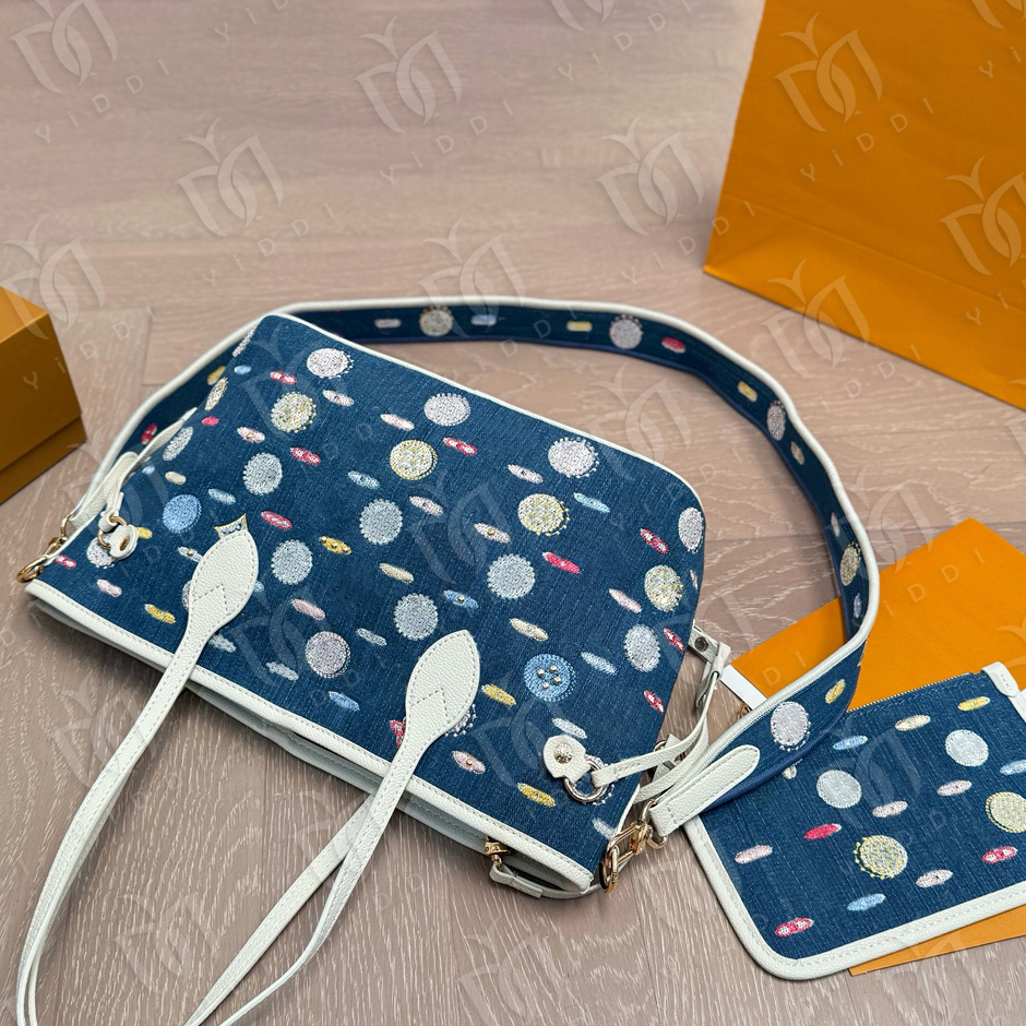 Top quality Luxury Designer Denim bag Tote bag Basket crossbody handbag Women Trendy Denim Shopping Bag Large Shoulder Bag Weekend bag Embroidered m