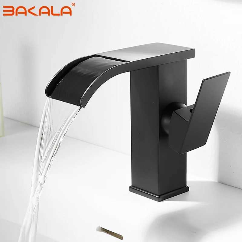 BAKALA Luxury High Quality Gold Brass Double Handle Bathroom Sink Mixer Hot Cold Basin chromeTap White/Polished Gold Faucet M251129-image-1086590916