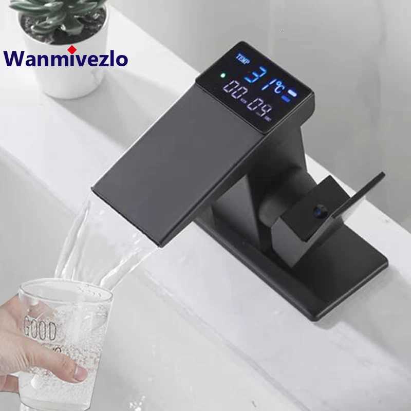 Smart Digital Display Basin Sink Faucet Hot Cold Water Temperature LED Washbasin Waterfall Taps Bathroom Deck Mixers M251129-image-1086590348