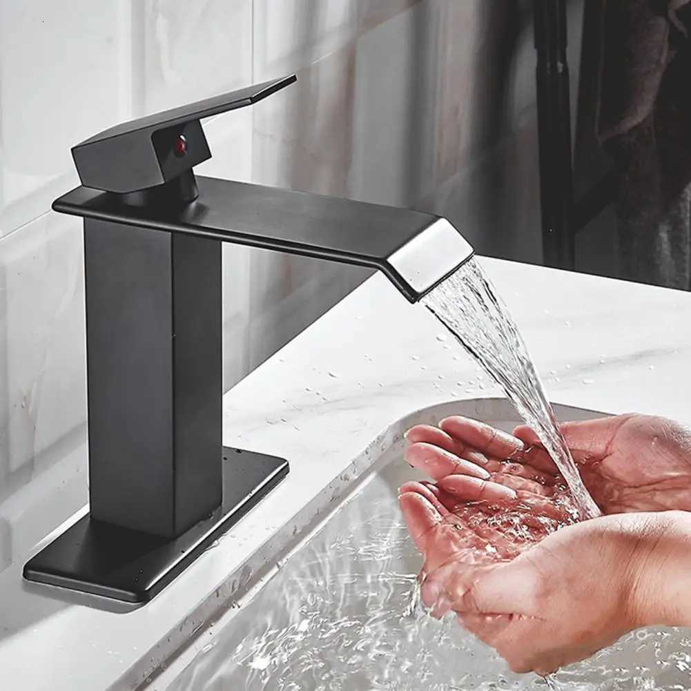 304 Stainless Steel Waterfall Wash Basin Stainless Steel High And Low Faucet Black Hot And Cold Toilet Wash Basin Bathroom Home M251129-image-1086590858