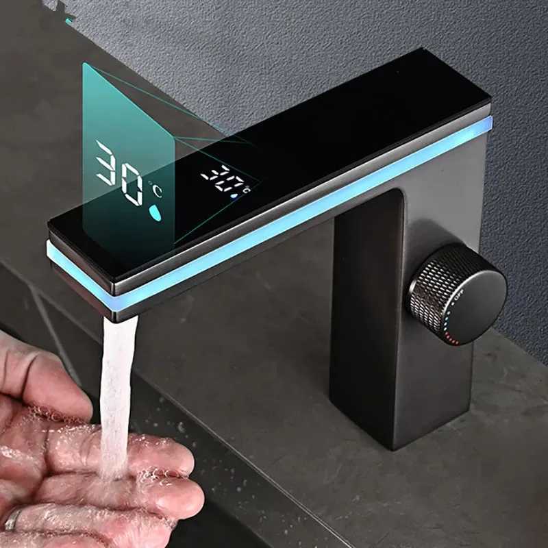 Digital Display Bathroom Basin Faucet Intelligent LED Brass Deck Mounted Washbasin Crane Hot Cold Water Mixer Sink Vanity Tap M251129-image-1086590794