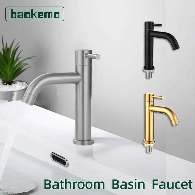 Baokemo Stainless Steel Quick Open Single Cold Kitchen Sink Faucet Bathroom Counter Basin Tap M251129-image-1086591037