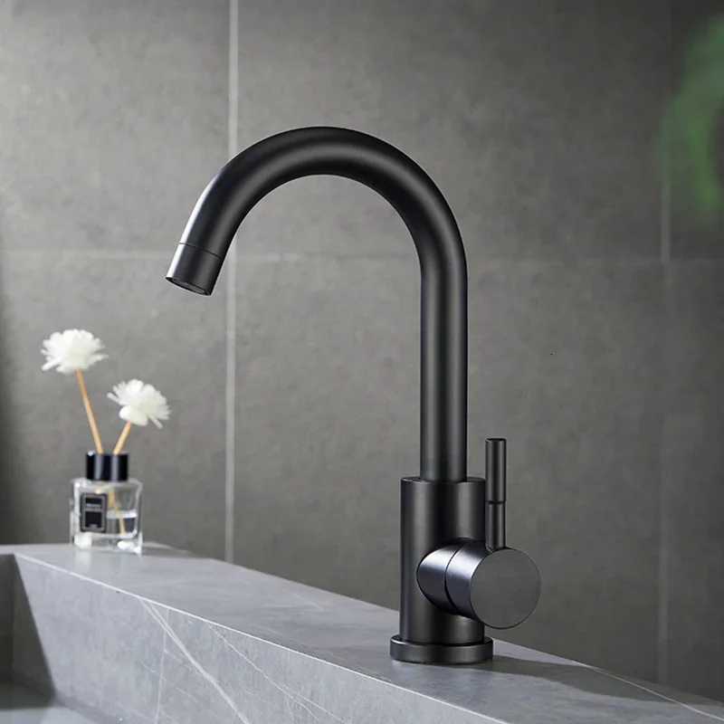 Stainless Steel Hot and Cold Water Mixer Tap Single Handle Bathroom Faucets Deck Mounted Household WashBasin Sink Tap M251129-image-1086591644