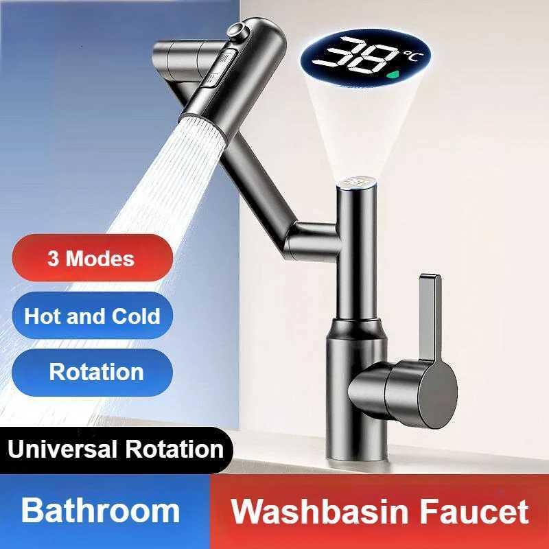 Universal Rotation Kitchen Faucet Bathroom Faucets Multifunctional Washbasin Mechanical Arm Digital Display Hot and Cold Tap M251129-image-1086590664