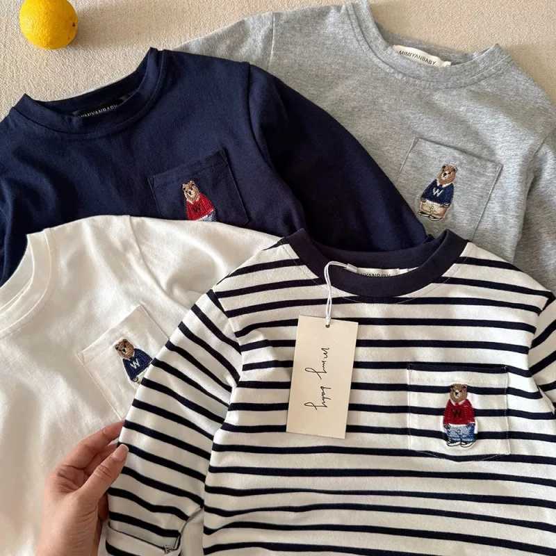 Childrens Long Sleeved T-shirt for Spring Autumn New Styles Boys and Girls Tops Baby Base Shirt Striped Cotton Shirt C251129-image-1086589516