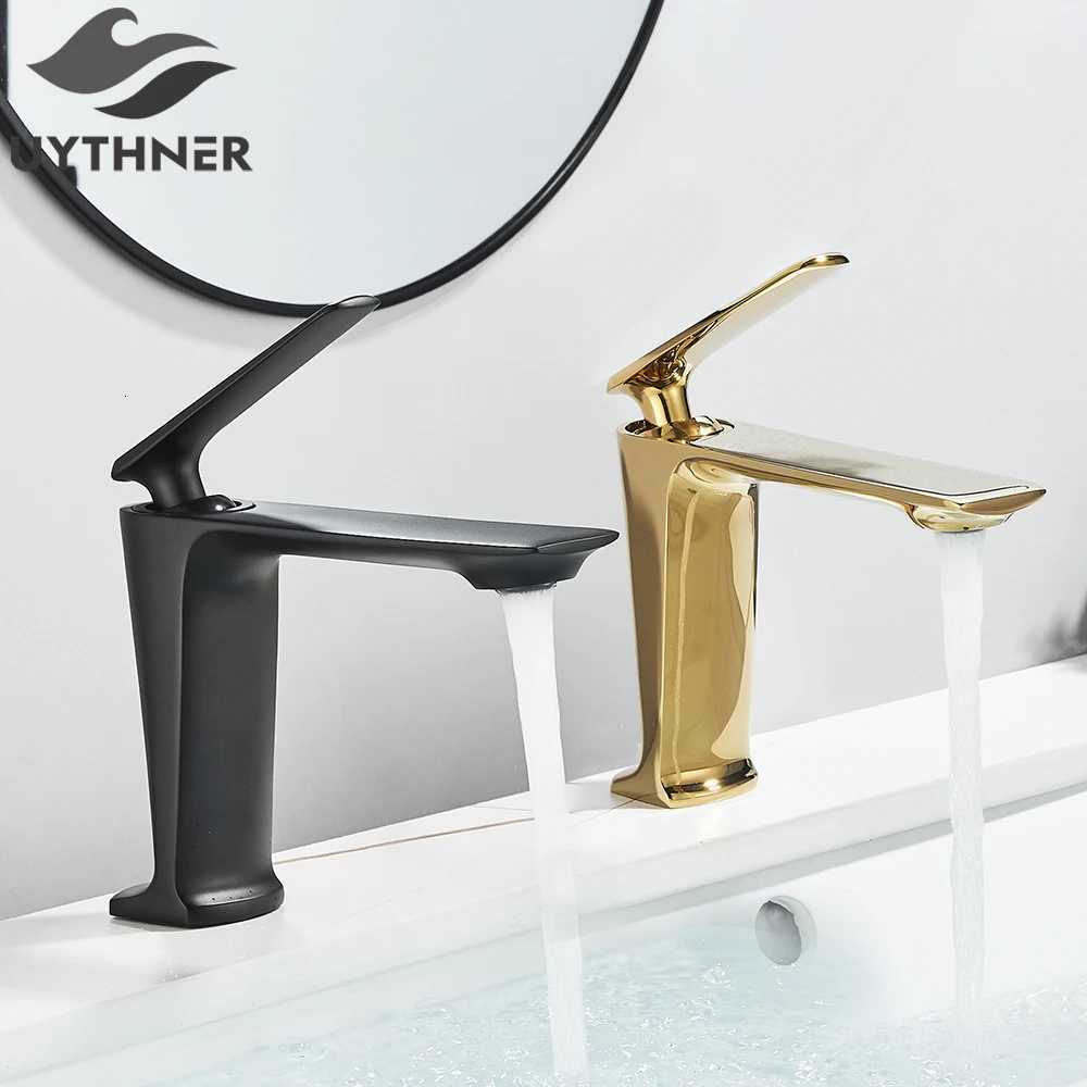 Golden Bathroom Faucet Single Handle Wash Basin Water Tap Hot And Cold Water Mixer Faucet Black White Basin Faucet One Hole M251129-image-1086590760