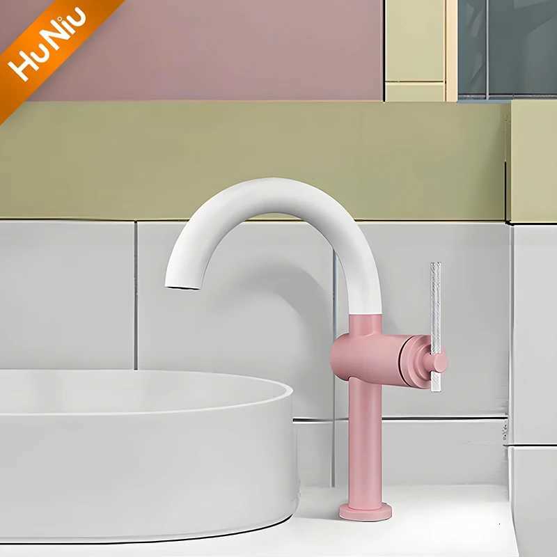 Huniu Bathroom Faucets Brass Basin Mixer Sink Faucet Gourmet Basin Faucet Washbasin Tapware Hot Cold Water Tap Red Grey M251129-image-1086589975
