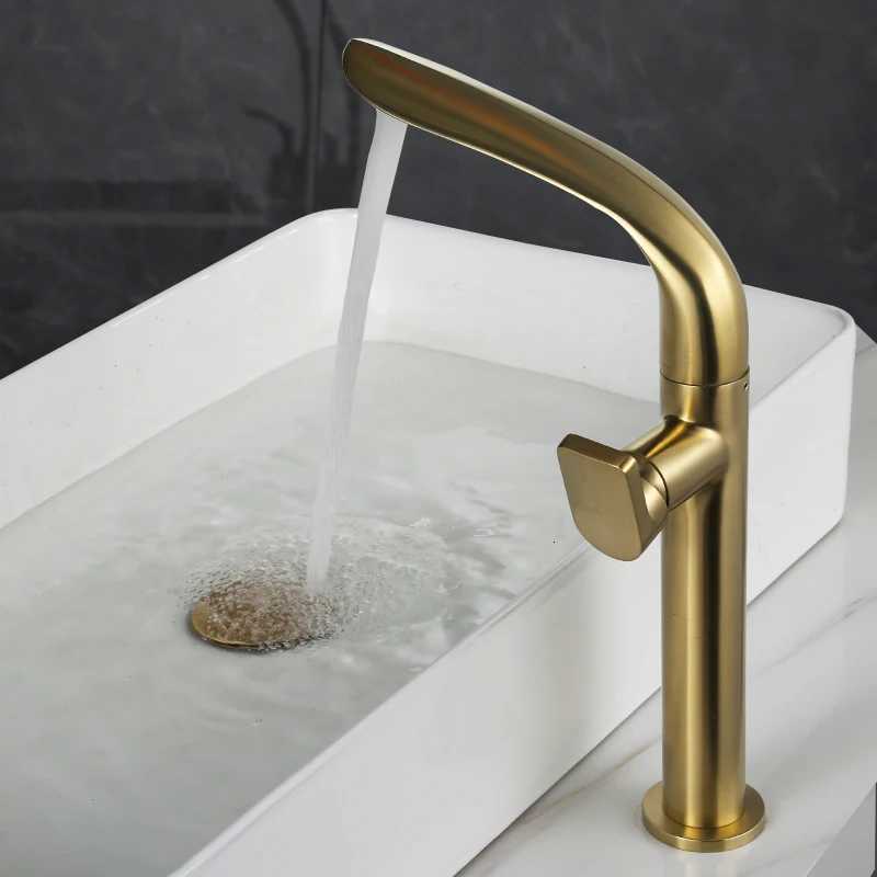 Tuqiu Brushed Gold Basin Faucet Brass Bathroom Faucet Mixer Tap Gold Wash basin Faucet Single Handle Hot Cold Lavotory Faucet M251129-image-1086590087