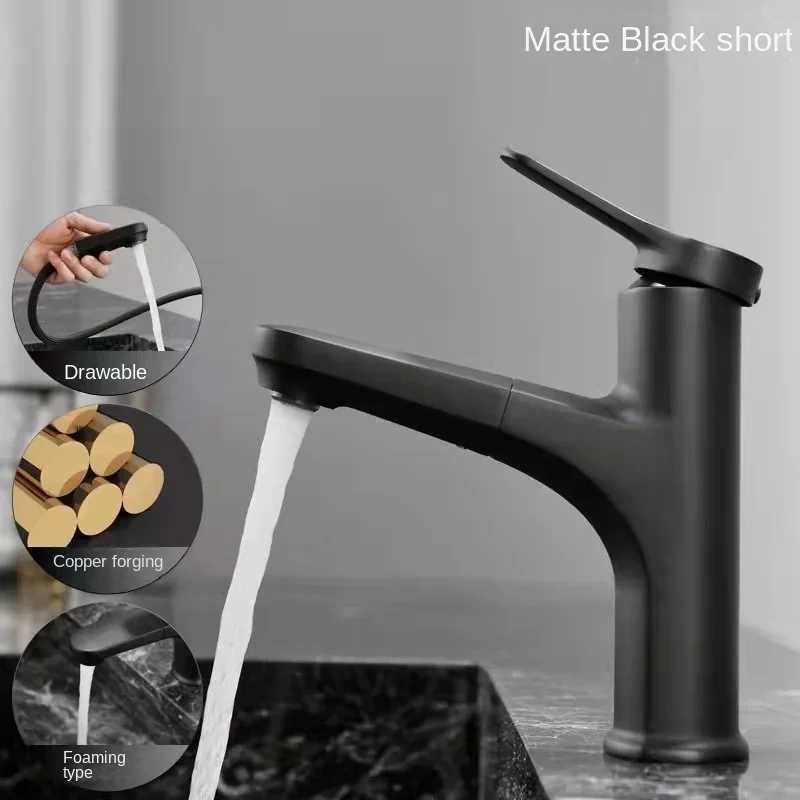 Multifunctional Bathroom Faucets Basin Mixer Sink Faucet Hot Cold Pull Out Water Tap Washbasin Taps Chrome Black Grey M251129-image-1086591468