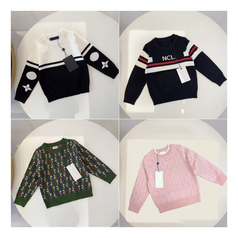 Designer kids clothes Cardigan Winter Warm Boys Girls knit hoodie Baby Hoodie Fashion letter hooded sweater Size 90cm-150cm D0065-image-1039257326