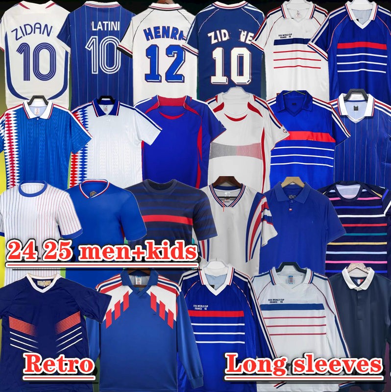 2024 2025 Maillots de football français pour hommes 1998 82 84 86 88 90 96 00 02 04 06 Rétro ZIDANE HENRY DE FOOT GIROUD Vieira PAVARD MBAPPE GRI