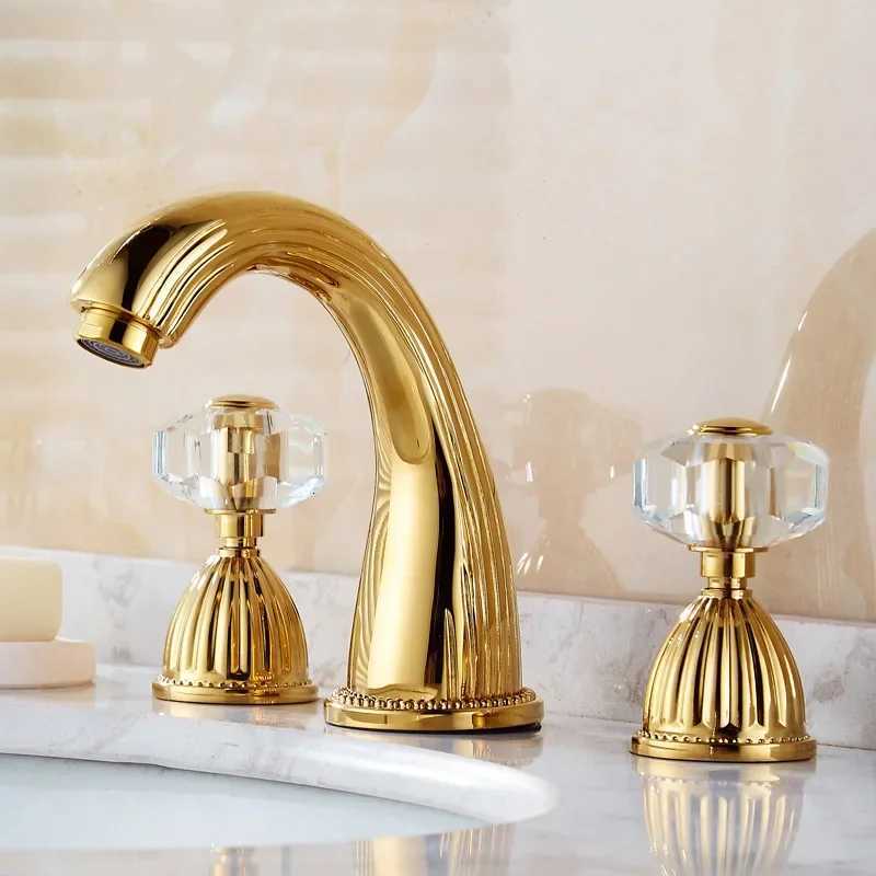 Basin Faucets Crystal Handle Modern Bathroom Sink Faucet Double Handle 3 Hole Bath Basin Mixer Taps Brass torneiras do banheiro M251129-image-1086591834