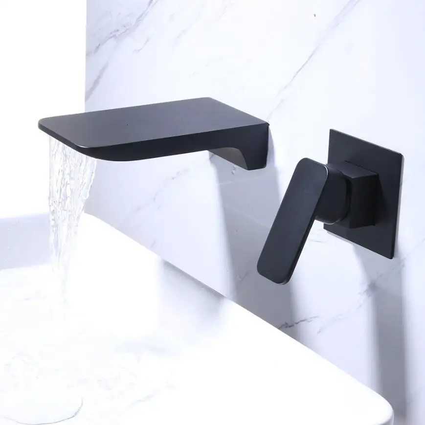 BAKALA Bright Chrome Bathroom Waterfall Basin Mixer Faucet Single Lever Wall Mounted Washing Basin Taps Waterfall Bath Mixer Tap M251129-image-1086590936