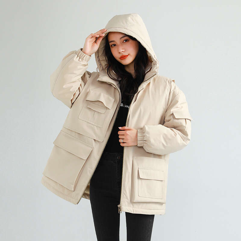 Nouveau Vêtements de travail d'hiver mi-long à capuche unisexe Couple en vrac Style coréen décontracté veste en duvet d'oie de luxe concepteur