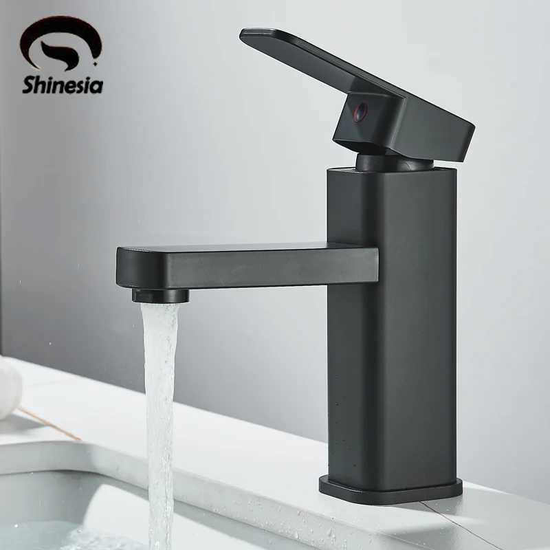 Shinesia Bathroom Faucet Metal Square Basin Faucet Hot Cold Water Mixed Water Faucet Tap Deck Mounted Washbasin Tap M251129-image-1086590420