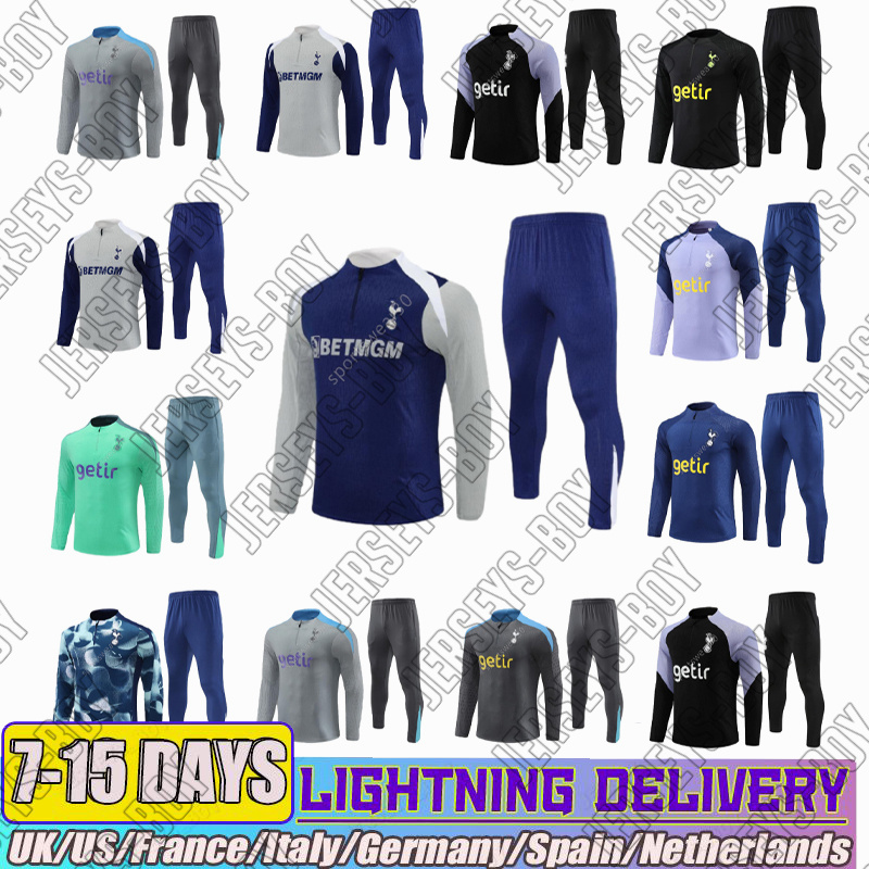 24 25 tottenaham fan men and kids Soccer tracksuit training Retro training mens kids half pull training jersey football tracksuit Men Kit kids So-image-956934809