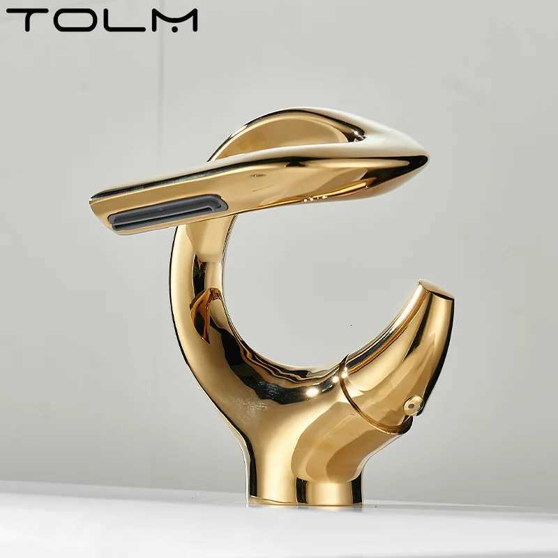 TOLM Basin faucet brass waterfall bathroom basin hot and cold mixer faucet single handle crane chrome mixer faucet M251129-image-1086591136