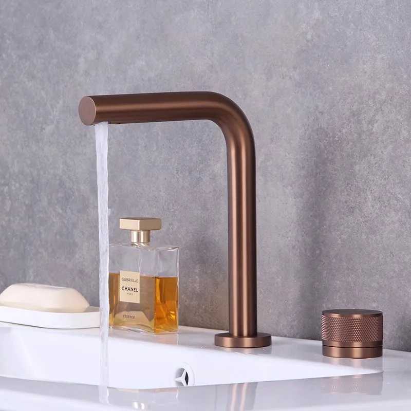 Brushed Rose gold Basin faucet two holes Gun Grey Widespread bathroom faucet Brushed Gold sink tap rotating widespread basin Tap M251129-image-1086591199