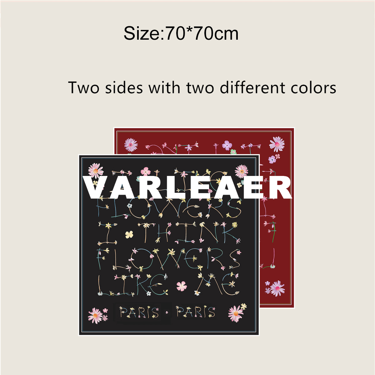 Double Faced Silk Scarf 70CM Women Square Bandanas AB Sided Print Hand Rolled Shawls Summer Head Hair Scarves Bag Clothing Accessories Lover Gift