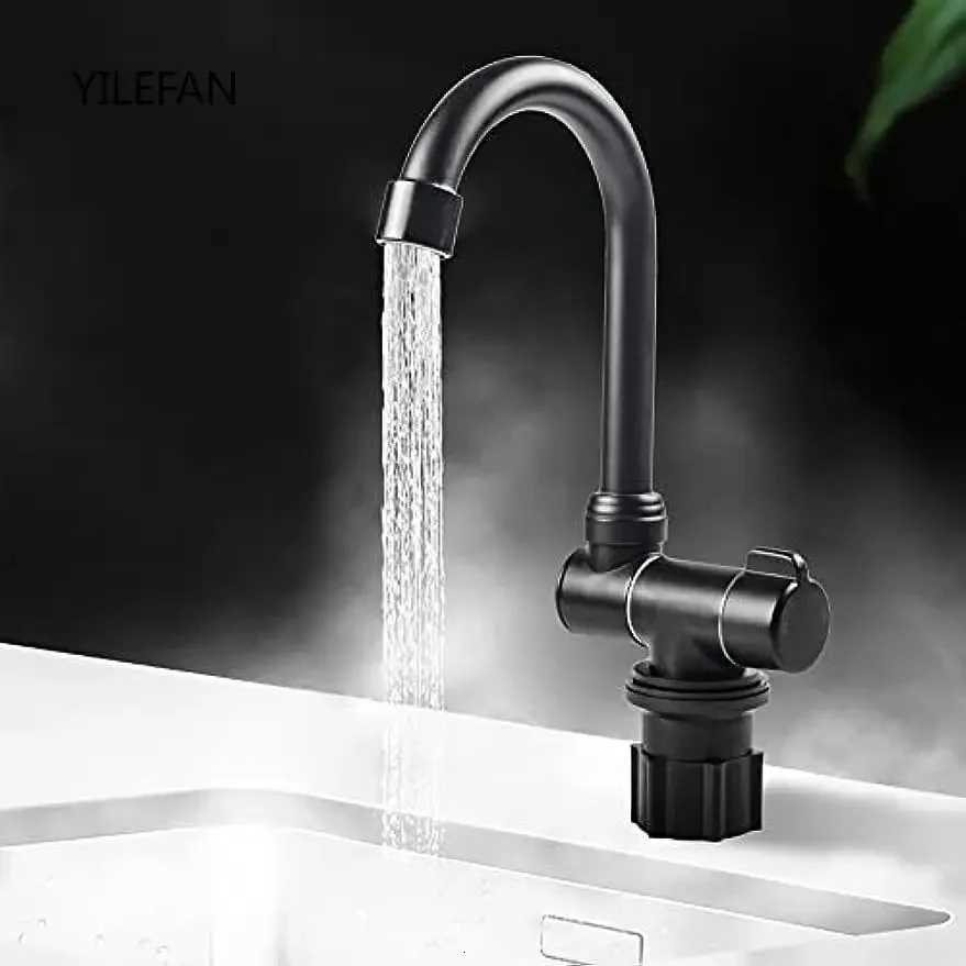 RV Folding Faucet 360 Degree Swivel Hot and Cold Water Faucet Kitchen Bathroom Matte Black M251129-image-1086589660
