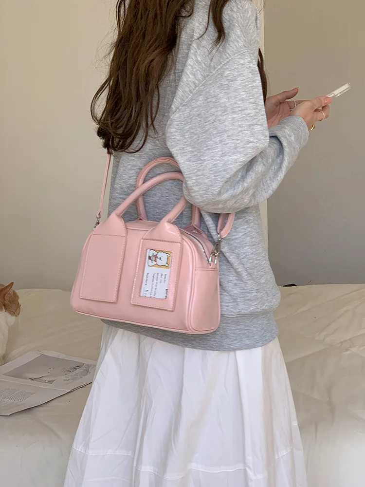 Womens Spring New Pink Handbag One Shoulder Cross Body Bag Korean Version Bowling Bag Fashion Small BagXJ250429