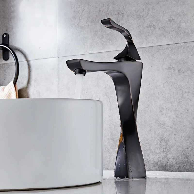 New Design Basin Faucet Black and Chrome Bathroom Sink Faucet Single Handle Basin Taps Deck Wash Hot Cold Mixer Tap Crane M251129-image-1086591007
